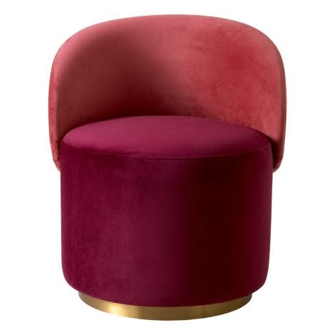 Eichholtz Dining Low Dining Chair Greer Savona bordeaux red velvet | savona faded red velvet | brushed brass swivel base House of Isabella UK