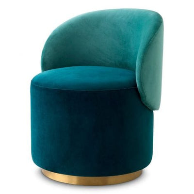 Eichholtz Dining Low Dining Chair Greer Savona sea green velvet | savona turquoise velvet | brushed brass swivel base House of Isabella UK