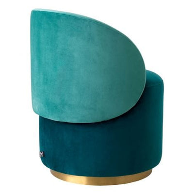 Eichholtz Dining Low Dining Chair Greer Savona sea green velvet | savona turquoise velvet | brushed brass swivel base House of Isabella UK