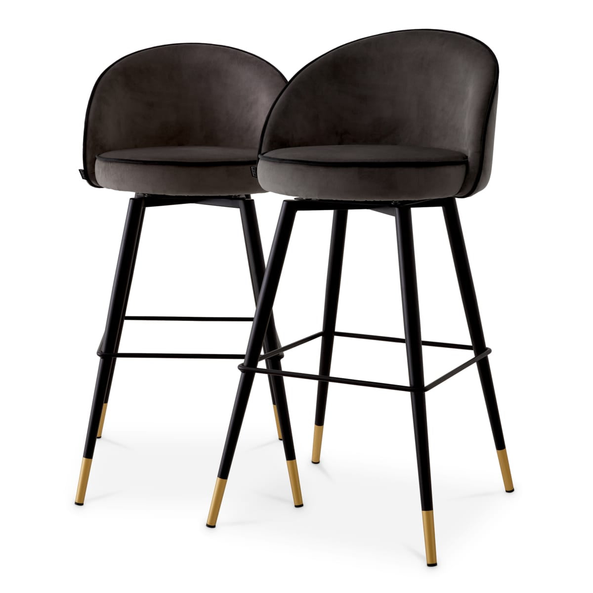 Eichholtz Dining Roche Dark Grey Velvet Bar Stool Cooper set of 2 House of Isabella UK