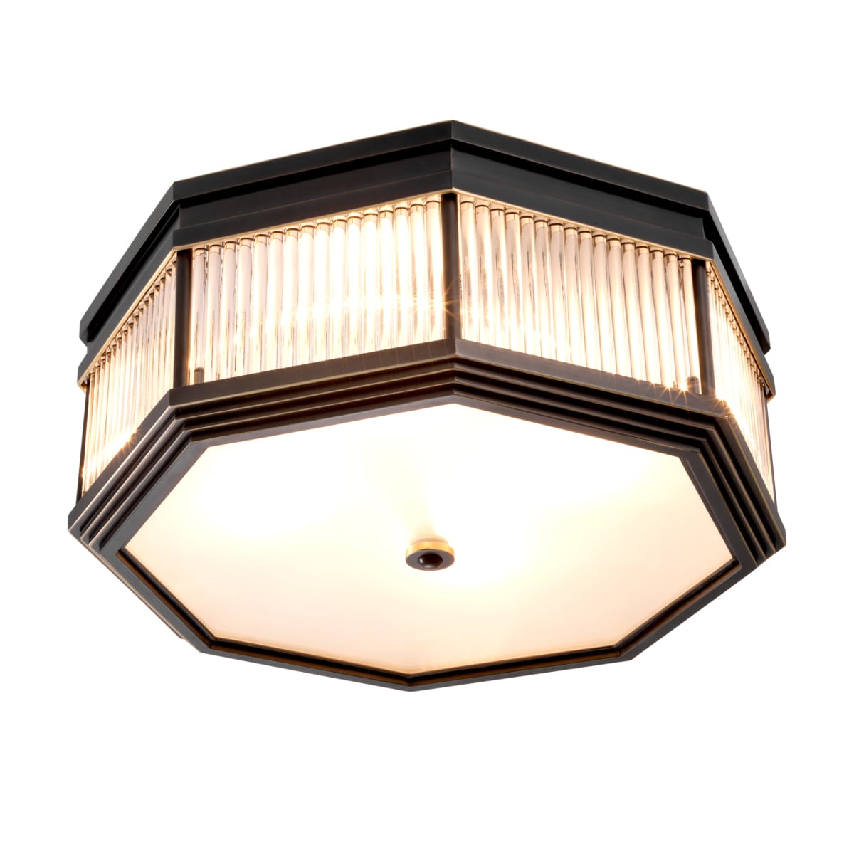 Eichholtz Lighting Bronze Highlight Finish with Frosted Glass Ceiling Lamp Bagatelle House of Isabella UK