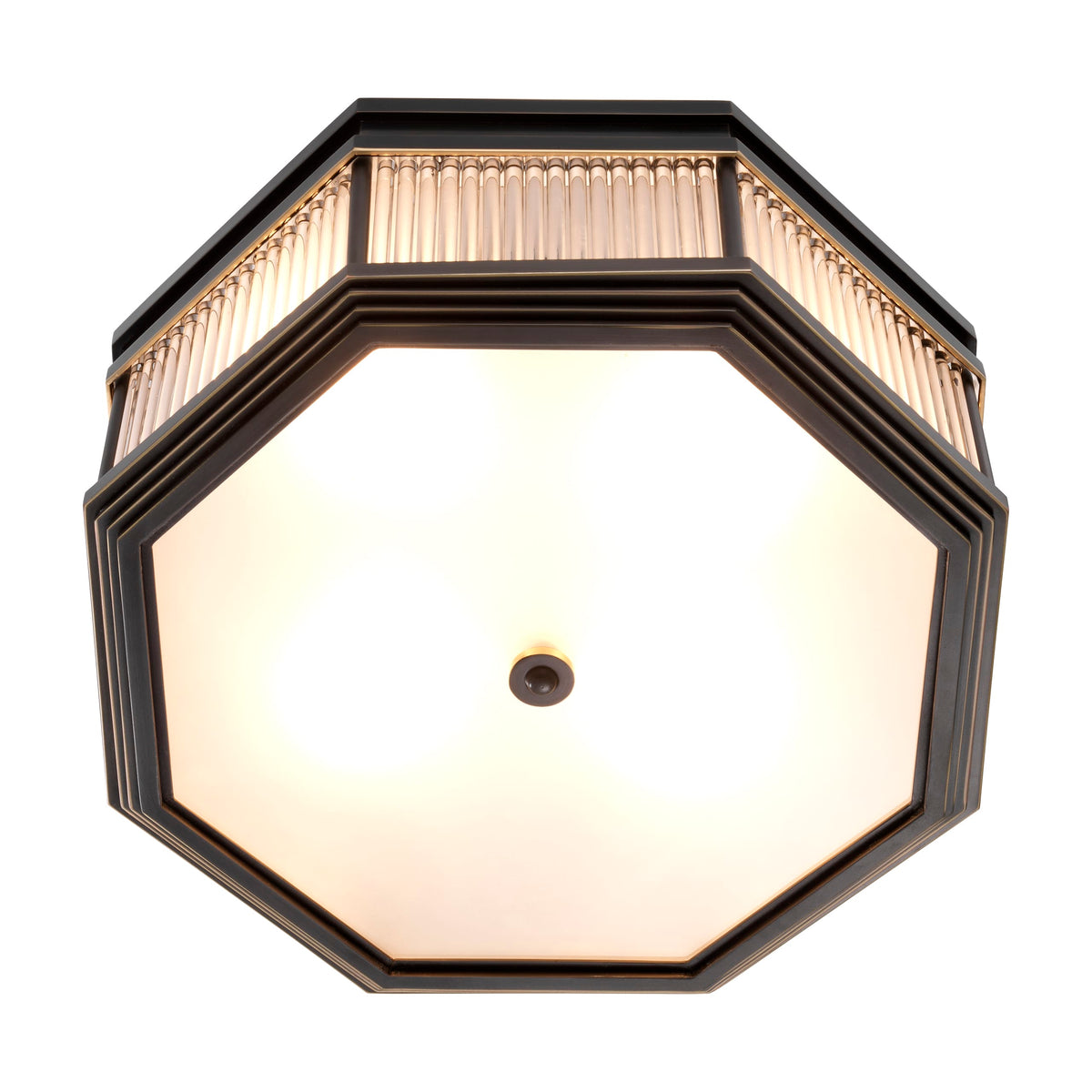Eichholtz Lighting Bronze Highlight Finish with Frosted Glass Ceiling Lamp Bagatelle House of Isabella UK