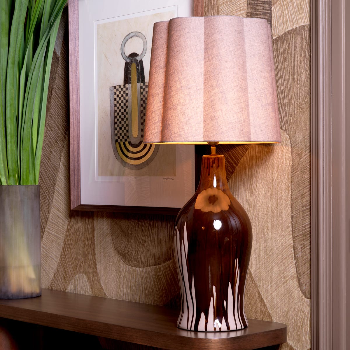 Eichholtz Lighting Brown Drip-Effect Table Lamp Beatriz House of Isabella UK