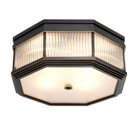 Eichholtz Lighting Ceiling Lamp Bagatelle - Bronze Highlight Finish with Frosted Glass House of Isabella UK