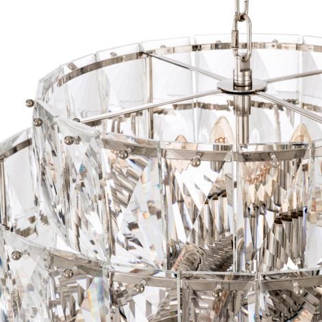 Eichholtz Lighting Chandelier Amazone L - Nickel Finish with Clear Crystal Glass House of Isabella UK