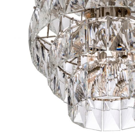 Eichholtz Lighting Chandelier Amazone L - Nickel Finish with Clear Crystal Glass House of Isabella UK