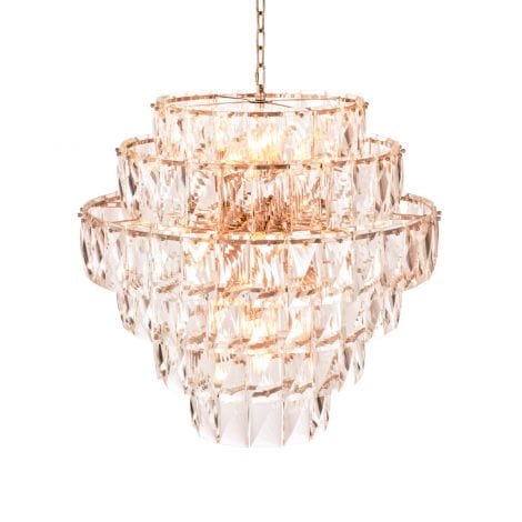 Eichholtz Lighting Chandelier Amazone L - Nickel Finish with Clear Crystal Glass House of Isabella UK