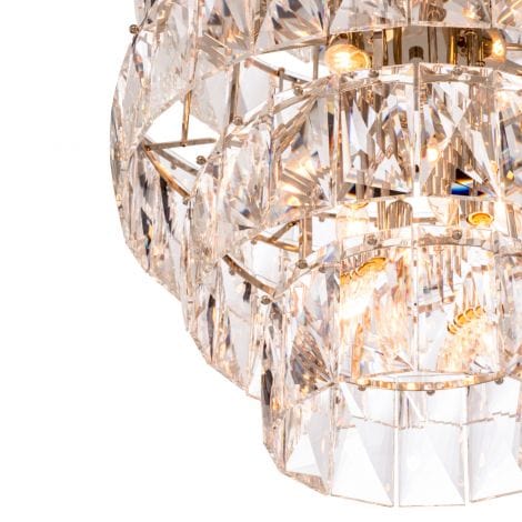 Eichholtz Lighting Chandelier Amazone L - Nickel Finish with Clear Crystal Glass House of Isabella UK
