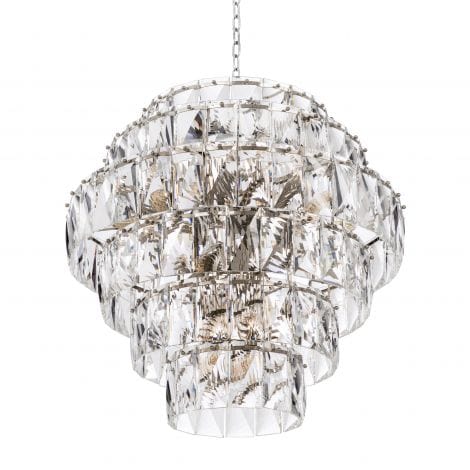 Eichholtz Lighting Chandelier Amazone L - Nickel Finish with Clear Crystal Glass House of Isabella UK