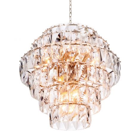 Eichholtz Lighting Chandelier Amazone L - Nickel Finish with Clear Crystal Glass House of Isabella UK