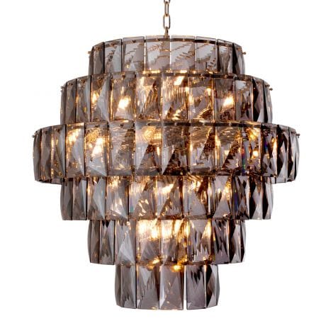 Eichholtz Lighting Chandelier Amazone L - Nickel Finish with Smoke Glass House of Isabella UK
