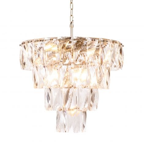 Eichholtz Lighting Chandelier Amazone S - Nickel Finish with Clear Crystal Glass House of Isabella UK