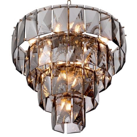 Eichholtz Lighting Chandelier Amazone S - Nickel Finish with Smoked Glass House of Isabella UK