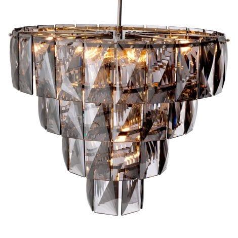 Eichholtz Lighting Chandelier Amazone S - Nickel Finish with Smoked Glass House of Isabella UK
