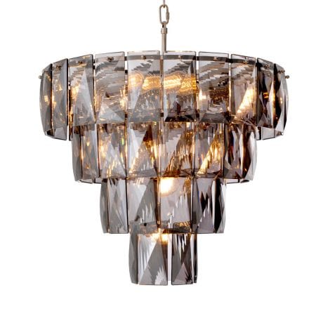 Eichholtz Lighting Chandelier Amazone S - Nickel Finish with Smoked Glass House of Isabella UK