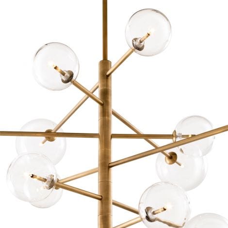 Eichholtz Lighting Chandelier Argento L - Antique Brass Finish with Clear Glass House of Isabella UK