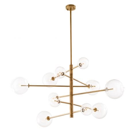 Eichholtz Lighting Chandelier Argento L - Antique Brass Finish with Clear Glass House of Isabella UK