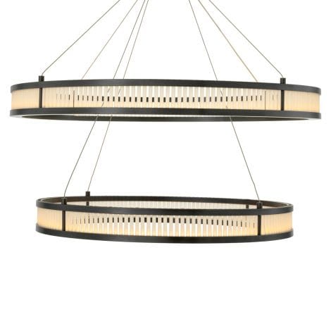 Eichholtz Lighting Chandelier Damien Double Bronze & Frosted Glass House of Isabella UK