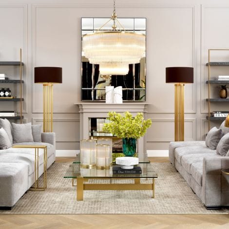 Eichholtz Lighting Chandelier Hector L Light Brushed Brass House of Isabella UK