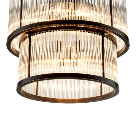 Eichholtz Lighting Chandelier Pasadena - Bronze Highlight Finish with Vintage Glass House of Isabella UK