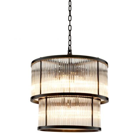 Eichholtz Lighting Chandelier Pasadena - Bronze Highlight Finish with Vintage Glass House of Isabella UK