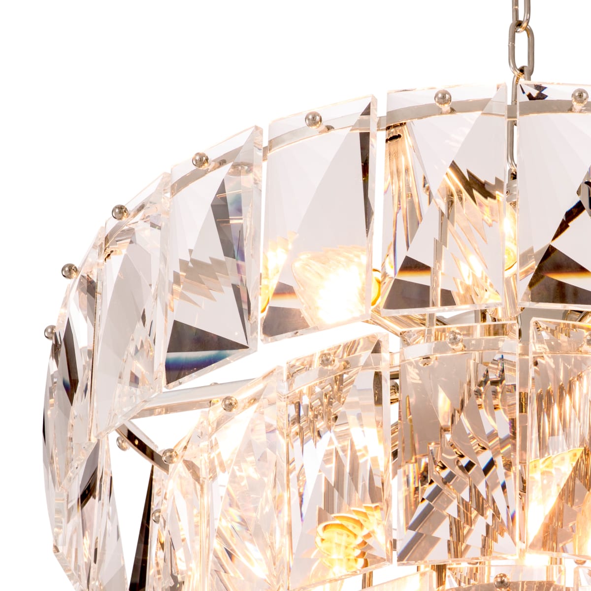 Eichholtz Lighting Clear Crystal Glass Chandelier Amazone S - Nickel Finish with House of Isabella UK