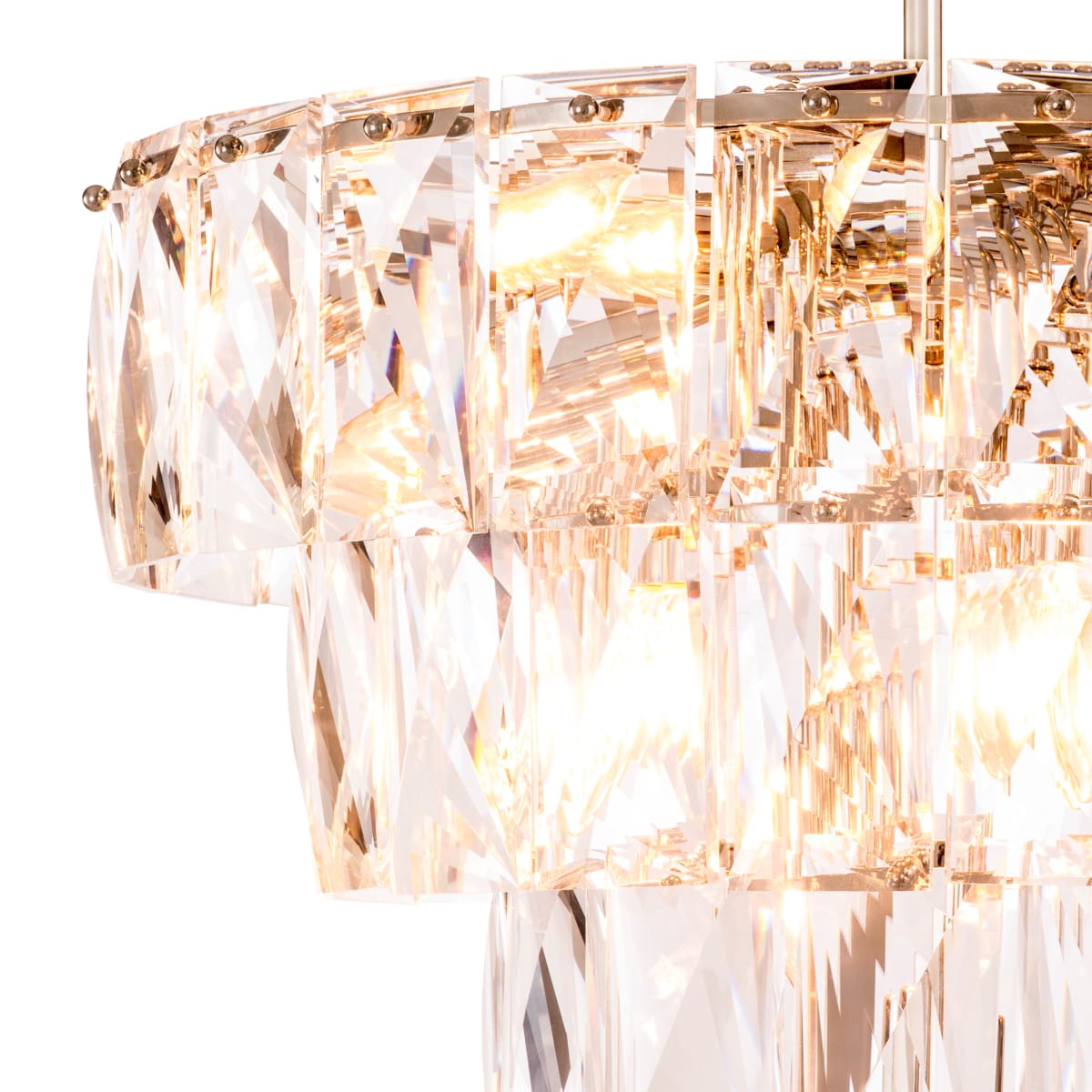 Eichholtz Lighting Clear Crystal Glass Chandelier Amazone S - Nickel Finish with House of Isabella UK