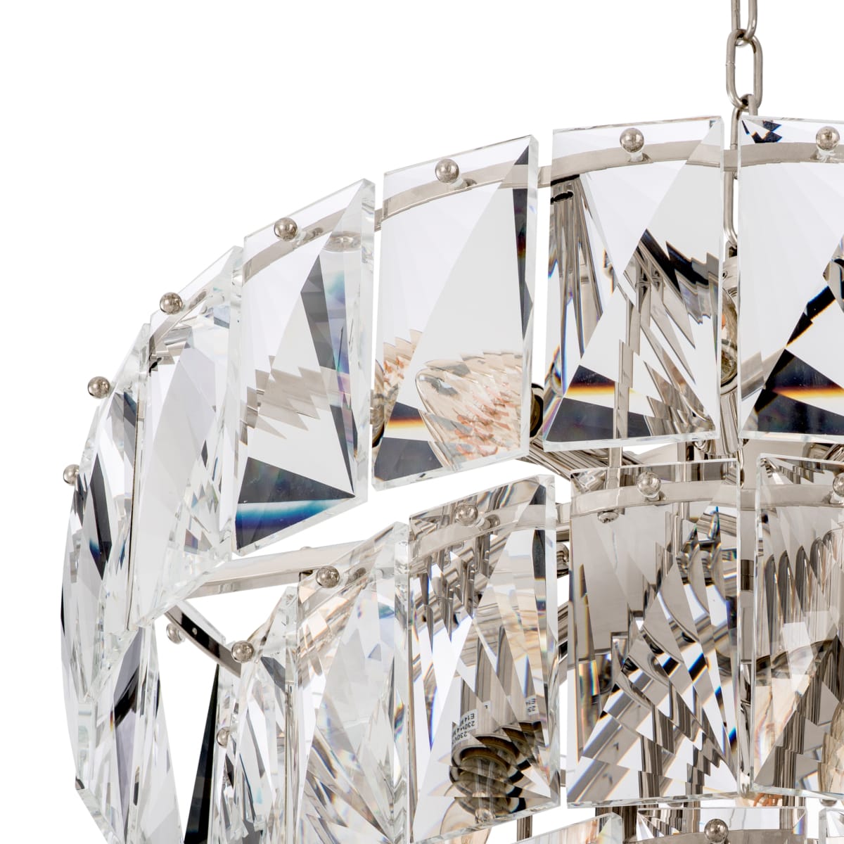 Eichholtz Lighting Clear Crystal Glass Chandelier Amazone S - Nickel Finish with House of Isabella UK
