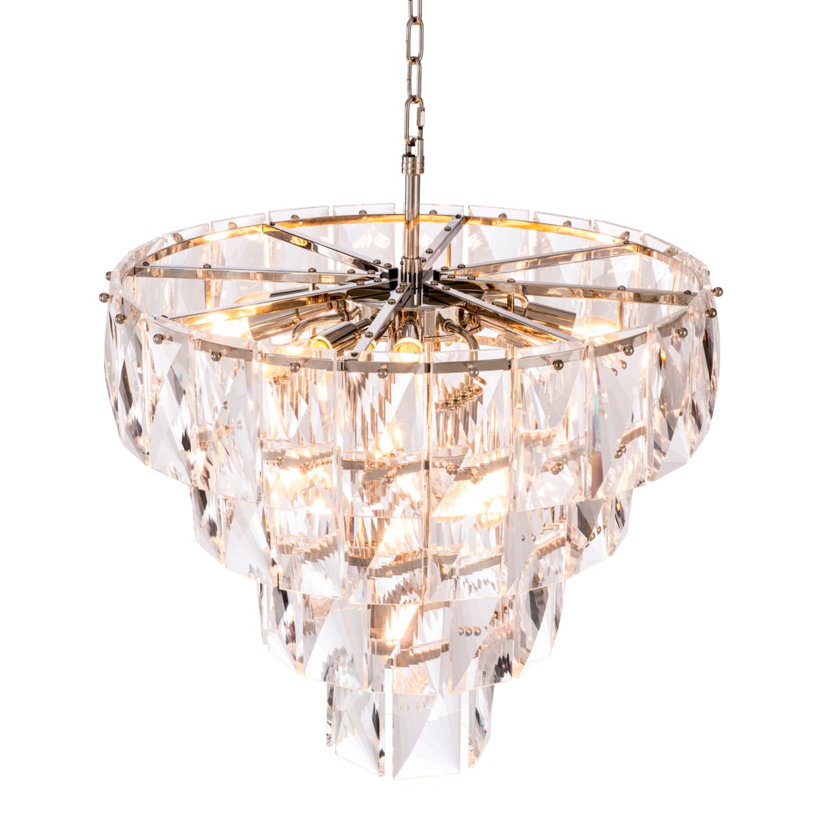 Eichholtz Lighting Clear Crystal Glass Chandelier Amazone S - Nickel Finish with House of Isabella UK