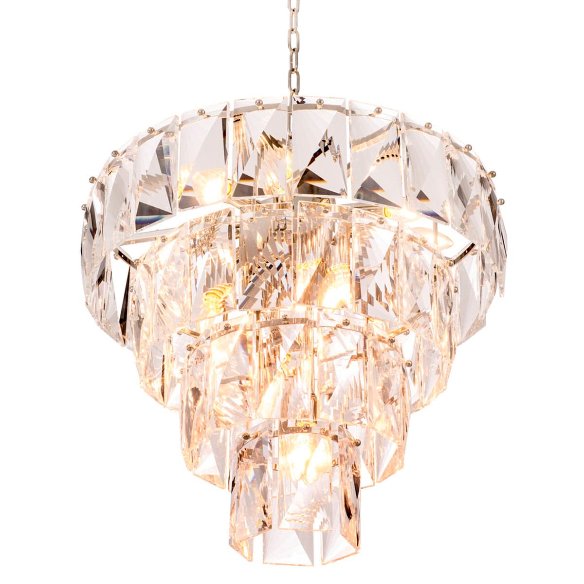 Eichholtz Lighting Clear Crystal Glass Chandelier Amazone S - Nickel Finish with House of Isabella UK