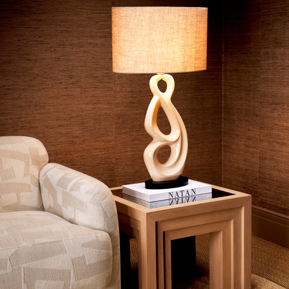 Eichholtz Lighting Crackled White Ceramic Table Lamp Macias House of Isabella UK