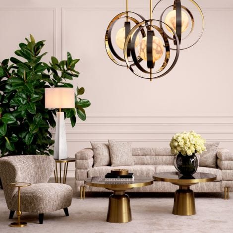 Eichholtz Lighting Table Lamp Benson Honed white marble | antique brass finish House of Isabella UK