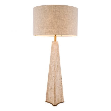 Eichholtz Lighting Table Lamp Benson Travertine | antique brass finish House of Isabella UK