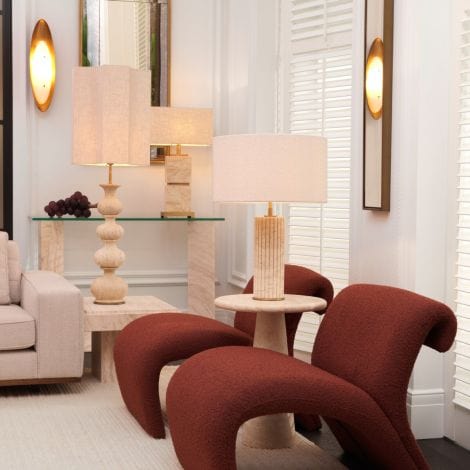 Eichholtz Lighting Table Lamp Newton L Travertine House of Isabella UK