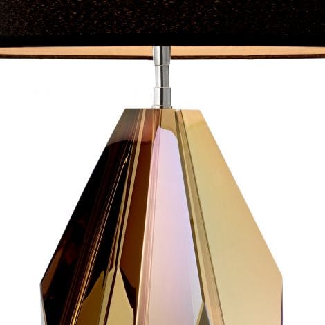 Eichholtz Lighting Table Lamp Setai - Amber Crystal Glass with Black Shade House of Isabella UK