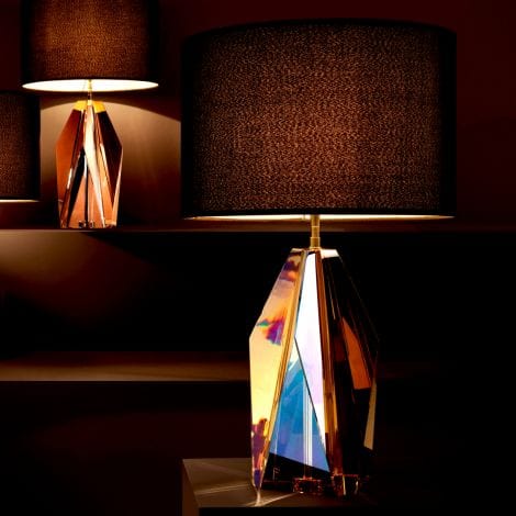 Eichholtz Lighting Table Lamp Setai - Amber Crystal Glass with Black Shade House of Isabella UK