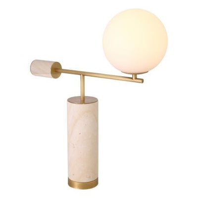 Eichholtz Lighting Table Lamp Xperience Antique brass finish | travertine | white glass House of Isabella UK