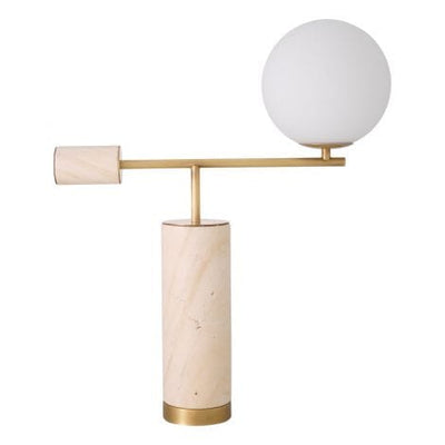 Eichholtz Lighting Table Lamp Xperience Antique brass finish | travertine | white glass House of Isabella UK