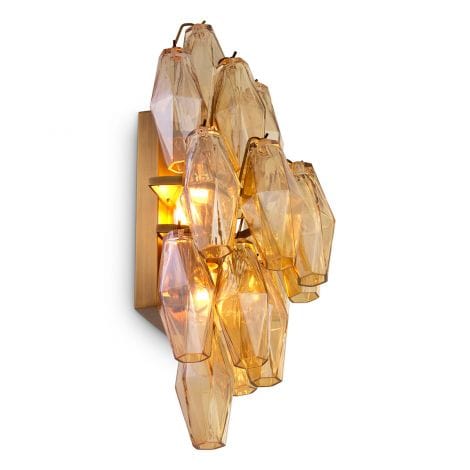 Eichholtz Lighting Wall Lamp Benini Amber glass | antique brass finish House of Isabella UK