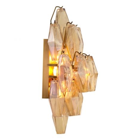 Eichholtz Lighting Wall Lamp Benini Amber glass | antique brass finish House of Isabella UK