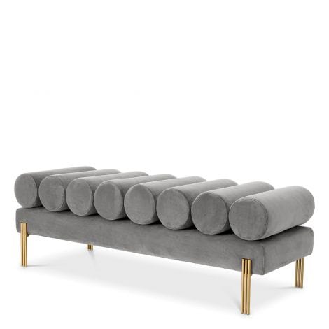 Eichholtz Living Bench Oxley Savona light grey velvet | brushed brass finish legs House of Isabella UK