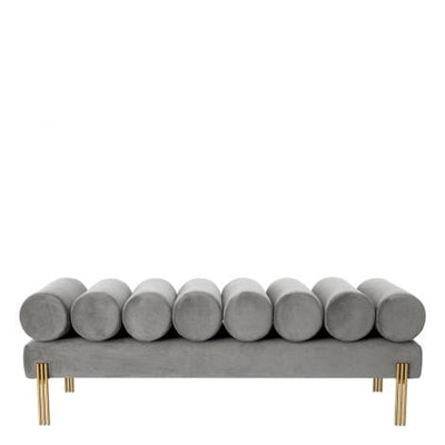 Eichholtz Living Bench Oxley Savona light grey velvet | brushed brass finish legs House of Isabella UK