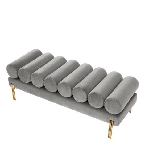 Eichholtz Living Bench Oxley Savona light grey velvet | brushed brass finish legs House of Isabella UK