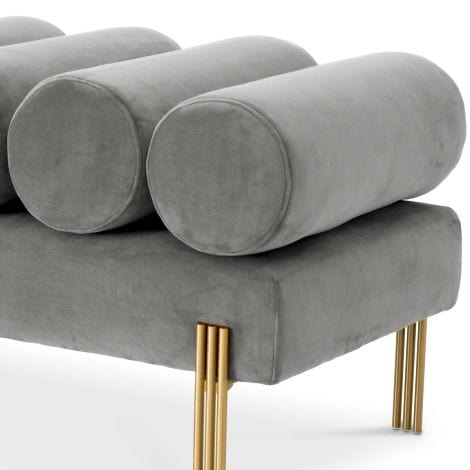 Eichholtz Living Bench Oxley Savona light grey velvet | brushed brass finish legs House of Isabella UK