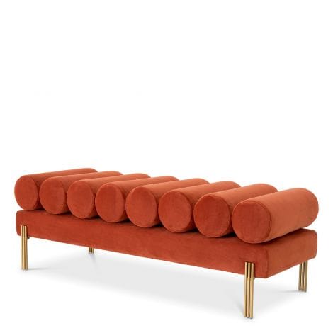 Eichholtz Living Bench Oxley Savona orange velvet | brushed brass finish legs House of Isabella UK