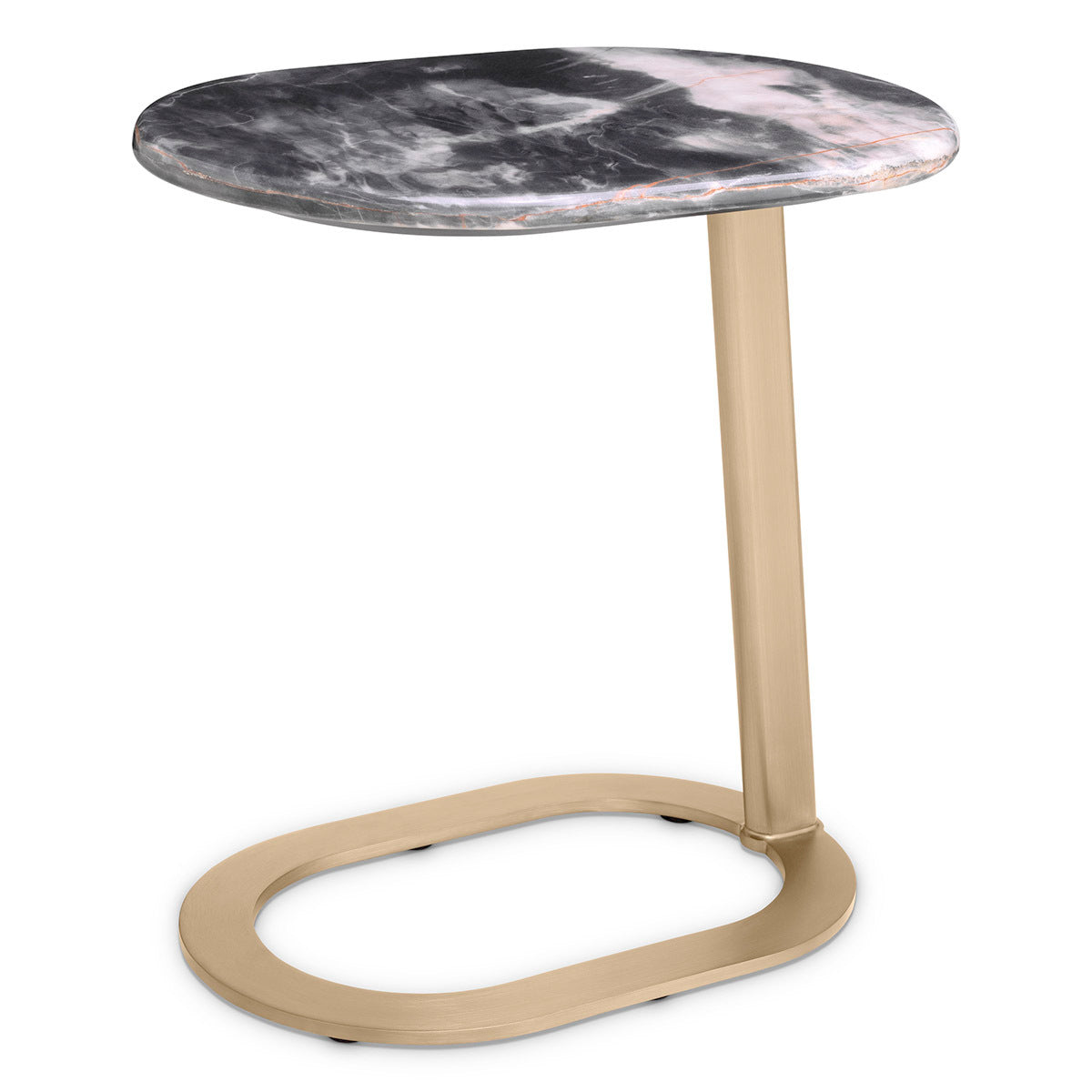 Eichholtz Living Black Marble Top Side Table Oyo Brushed brass finish House of Isabella UK