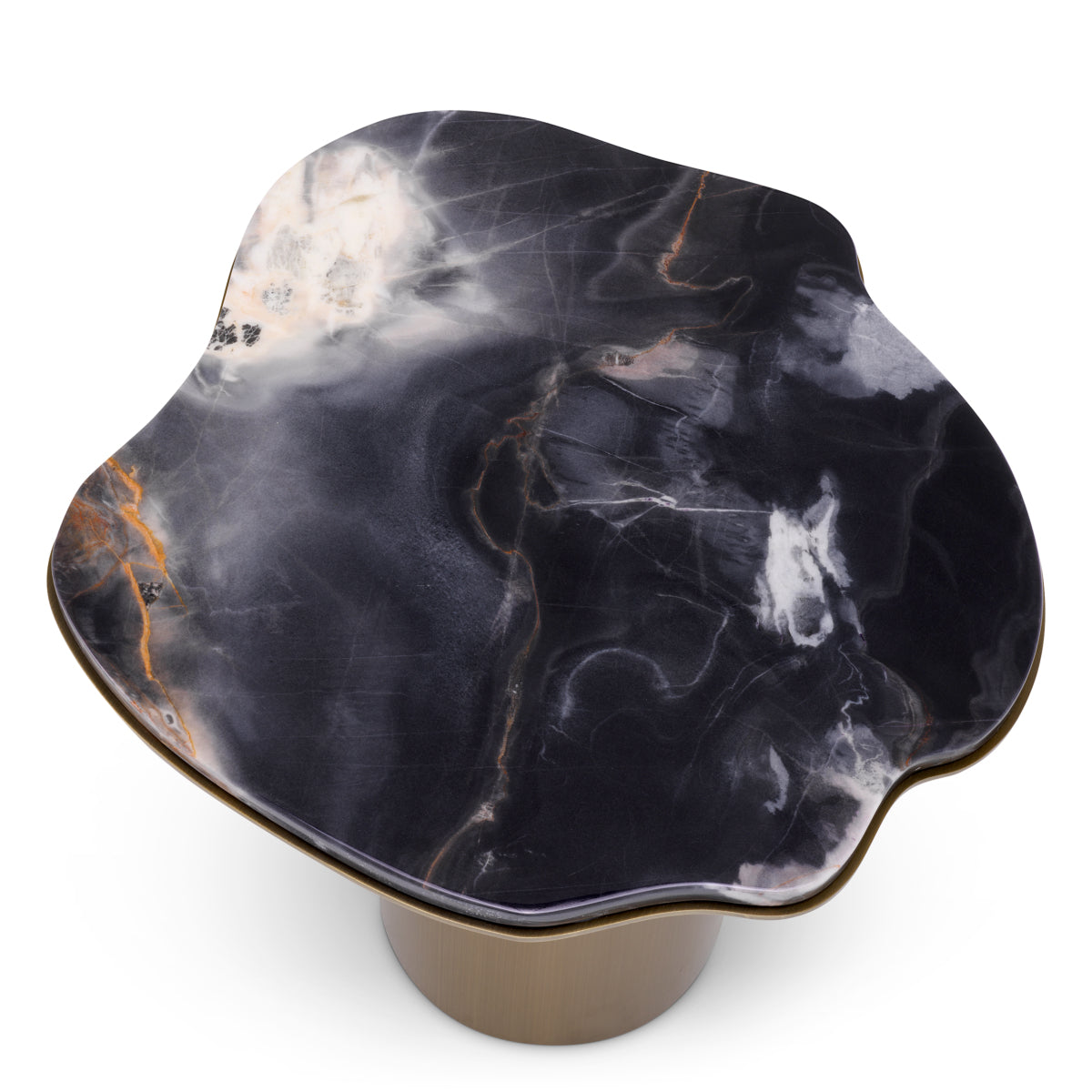 Eichholtz Living Black Marble Top Side Table Shapiro Brushed brass finish House of Isabella UK
