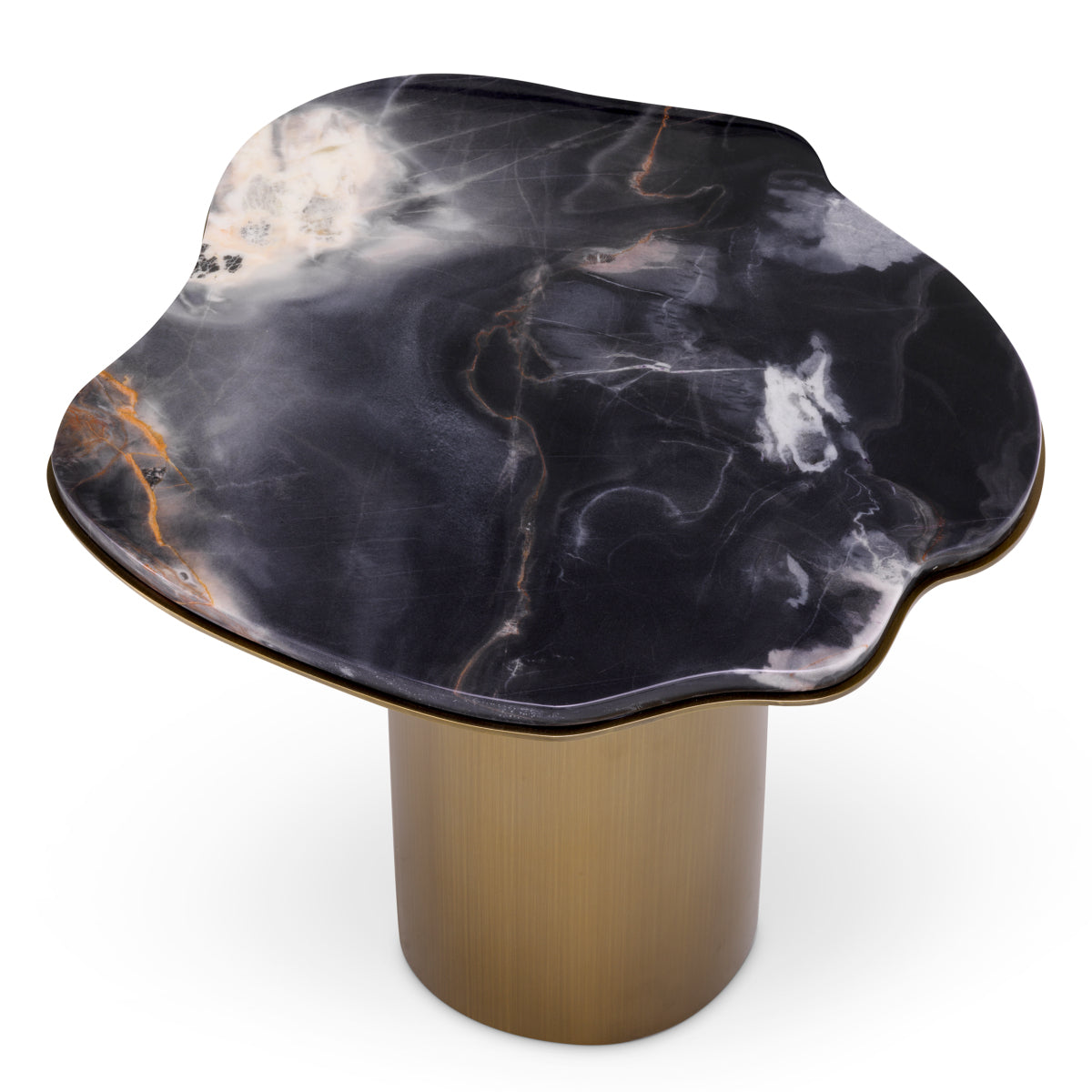 Eichholtz Living Black Marble Top Side Table Shapiro Brushed brass finish House of Isabella UK