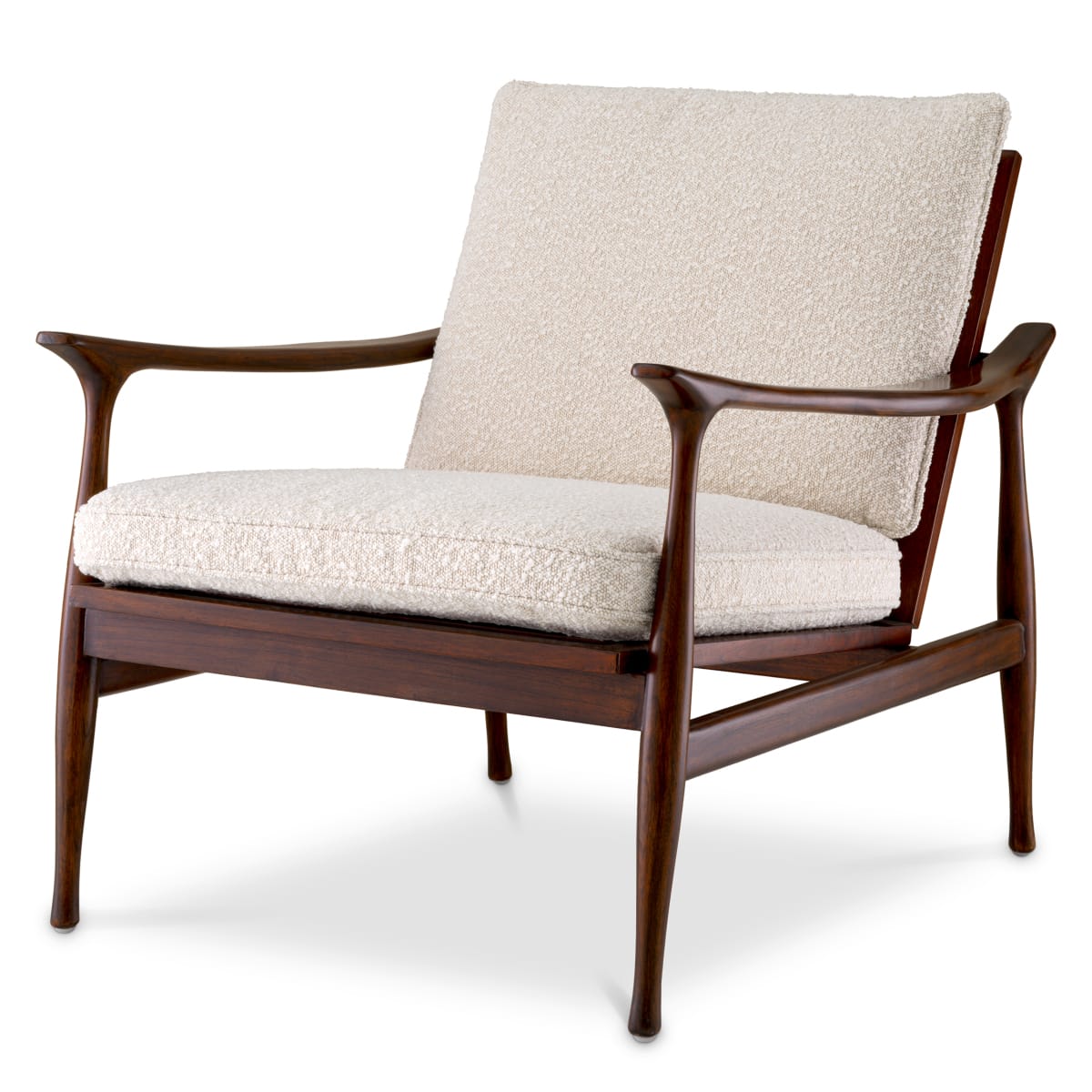 Eichholtz Living Brown Finish Boucl Cream Chair Manzo Classic House of Isabella UK