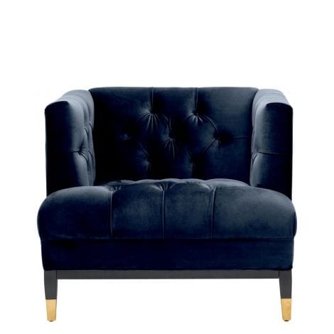 Eichholtz Living Chair Castelle - Savona Midnight Blue Velvet with Black & Brass Legs House of Isabella UK